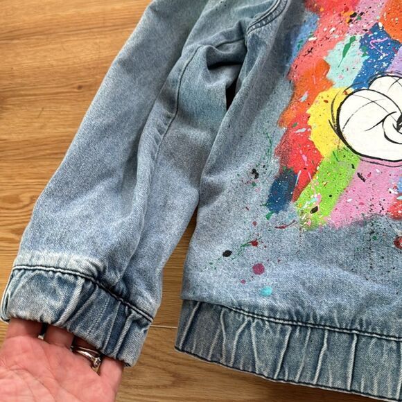 Disney Mickey & Minnie Hand Painted Splash of Color Denim Jacket Size XL - Picture 4 of 8
